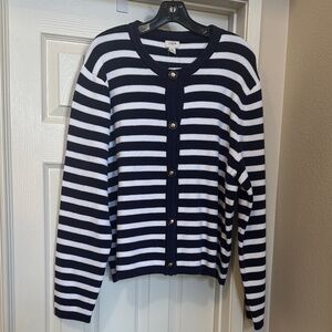 J. Crew Striped Lady Jacket Cardigan Sweater